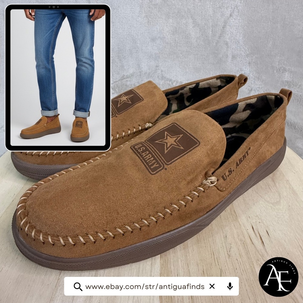 The Bradford Exchange US‎ Army Mens Loafers Tan Camo Moccasin Shoes Size 12